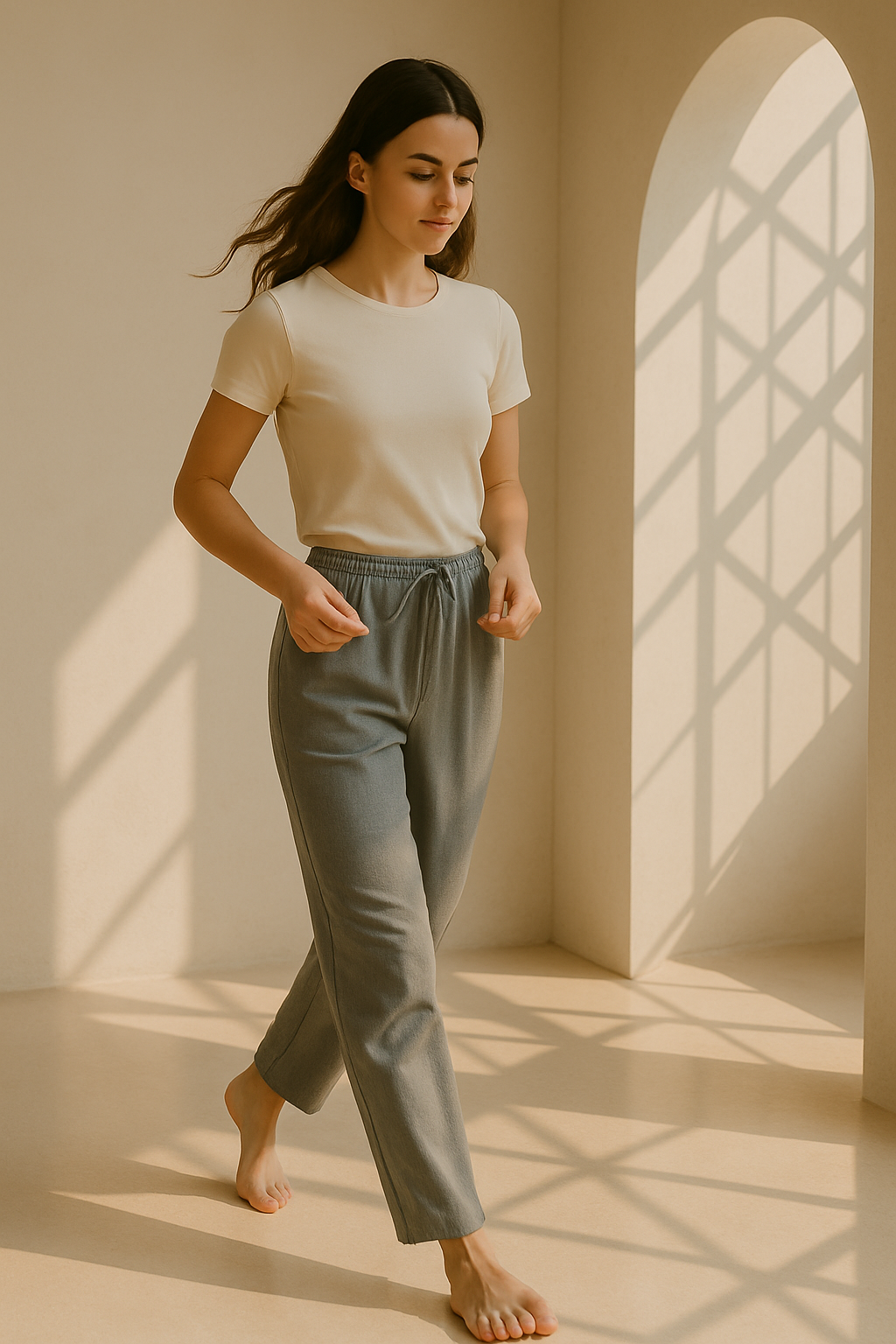 Slate Drift Drawstring Trousers- Light Grey