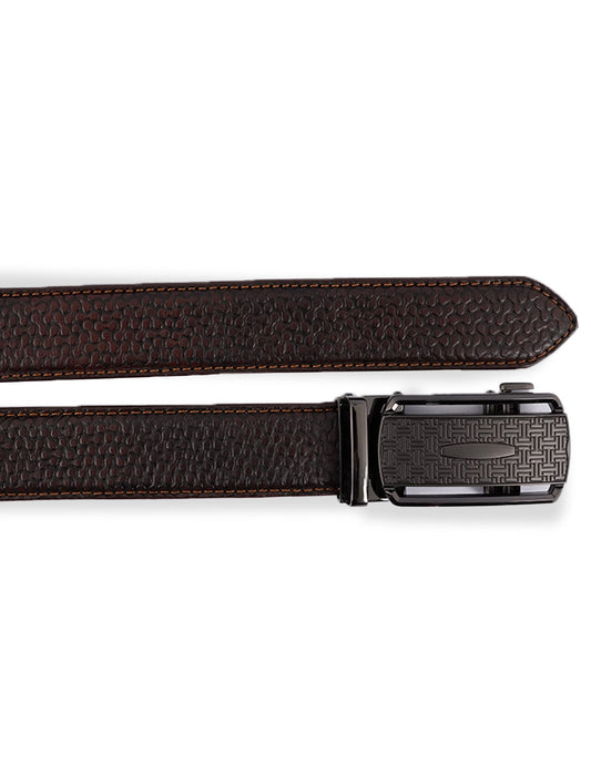Leather Belt Brown – Designer Pattern with Metal Buckle