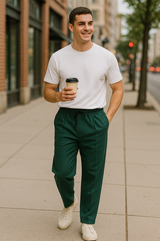 Emerald Relaxed-Fit Trousers - Aqua Green