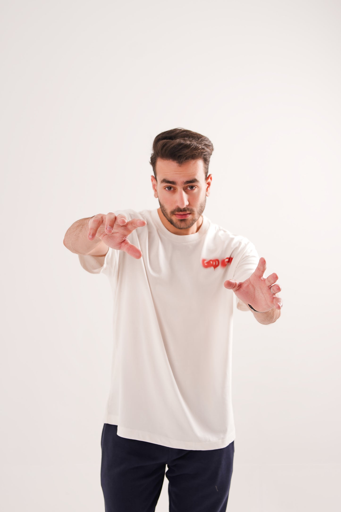 Men’s Down-Shoulder Cotton T-Shirt – Off-White