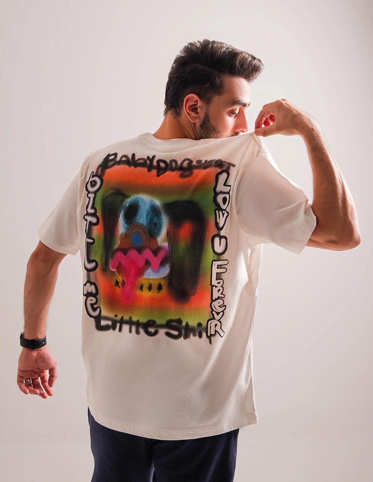 Men’s Down-Shoulder Cotton T-Shirt – Off-White