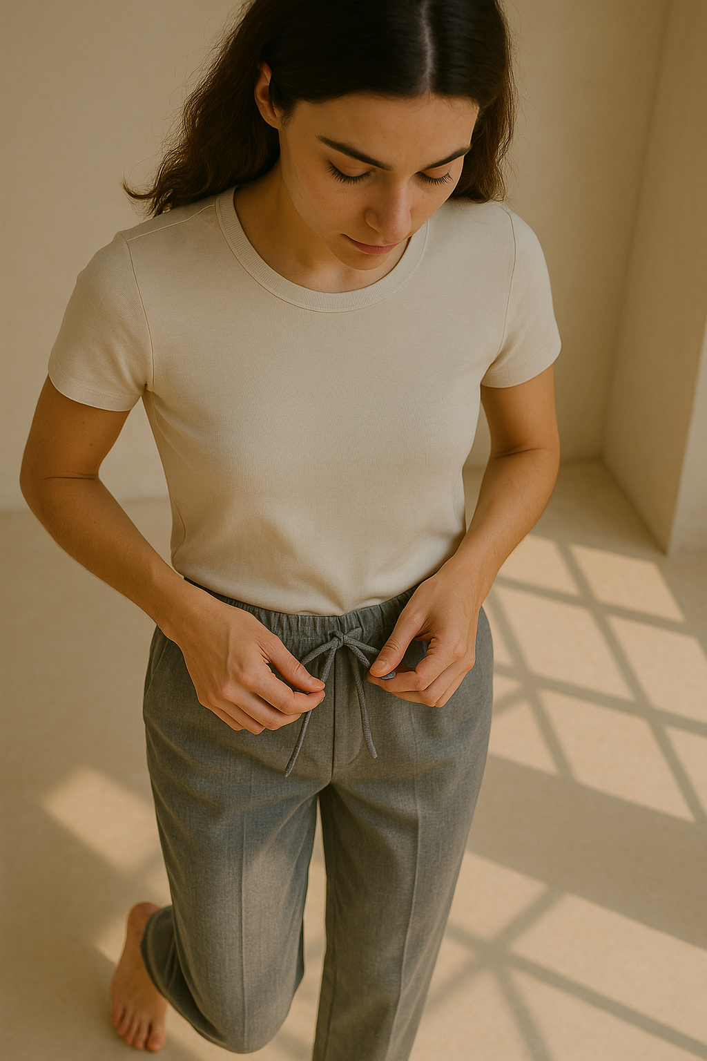 Slate Drift Drawstring Trousers- Light Grey