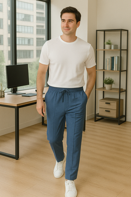 Ocean Breeze Relaxed-Fit Trousers – Sky Blue