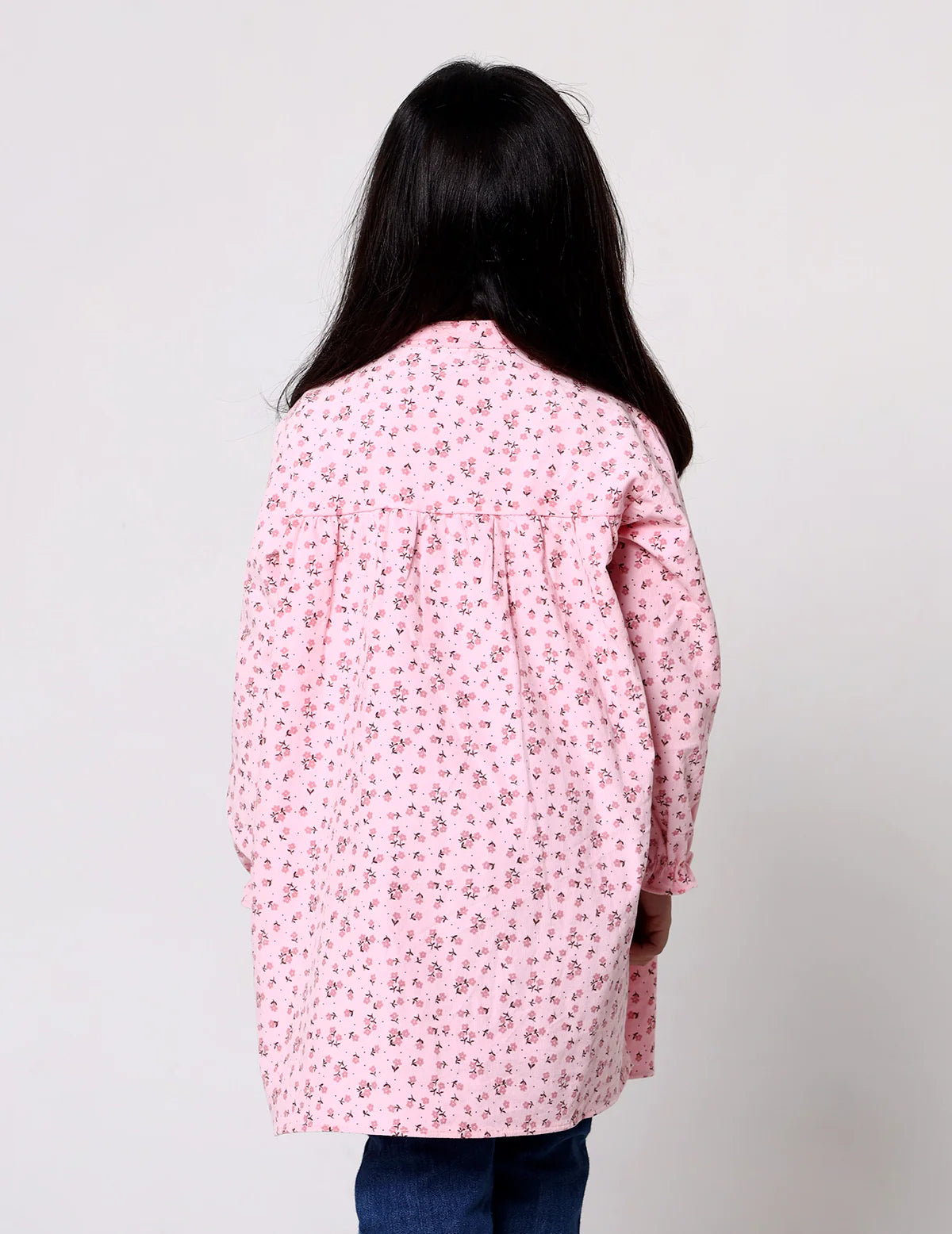 Girls Floral Corduroy Dress - Pink
