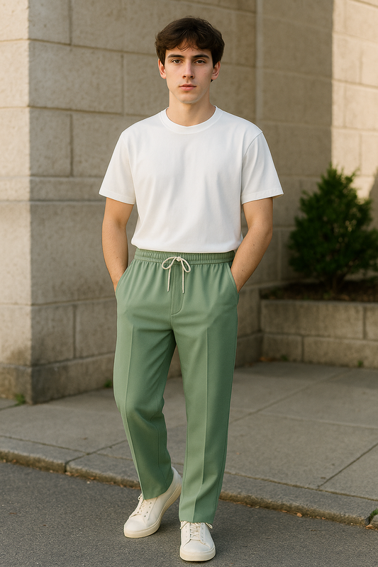 Cut & Sew Olive Trousers – Olive Green