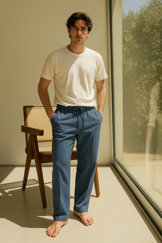 Ocean Breeze Relaxed-Fit Trousers – Sky Blue