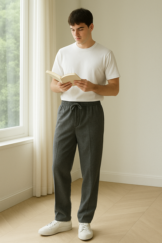 Slate Drift Drawstring Trousers – Charcoal Grey