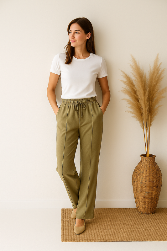 Dusty Olive Wide-Leg Trousers