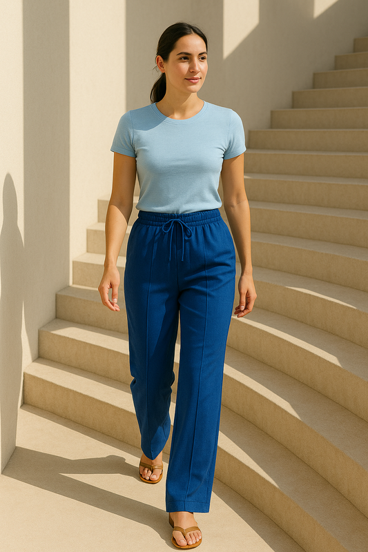 Deep Royal Blue Wide-Leg Trousers