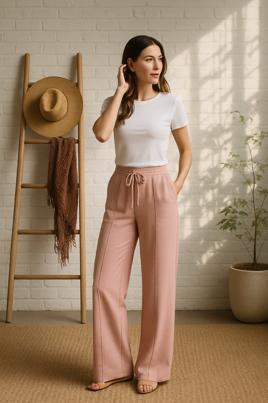 Blush Pink Straight-Leg Trouser